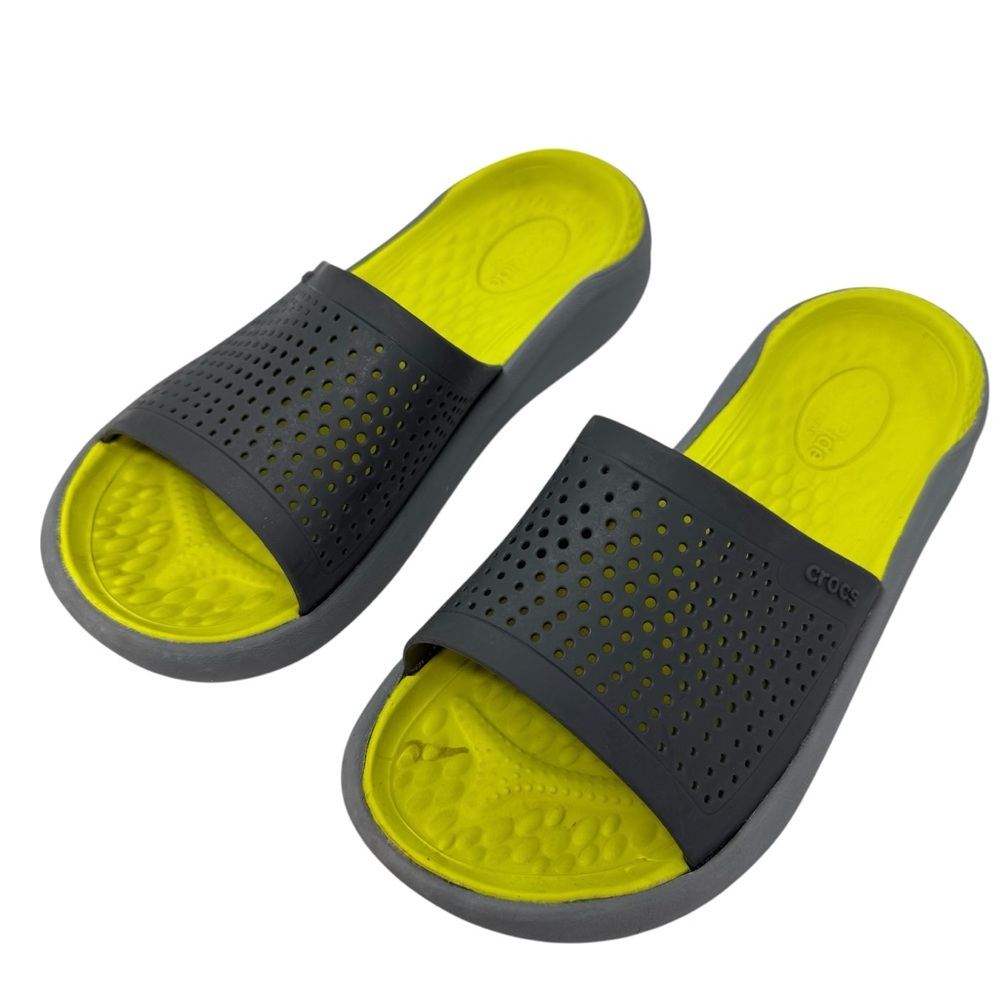 Crocs Literide slide sandals Men’s 8 Women’s 10 Water shoes yellow gray shoes